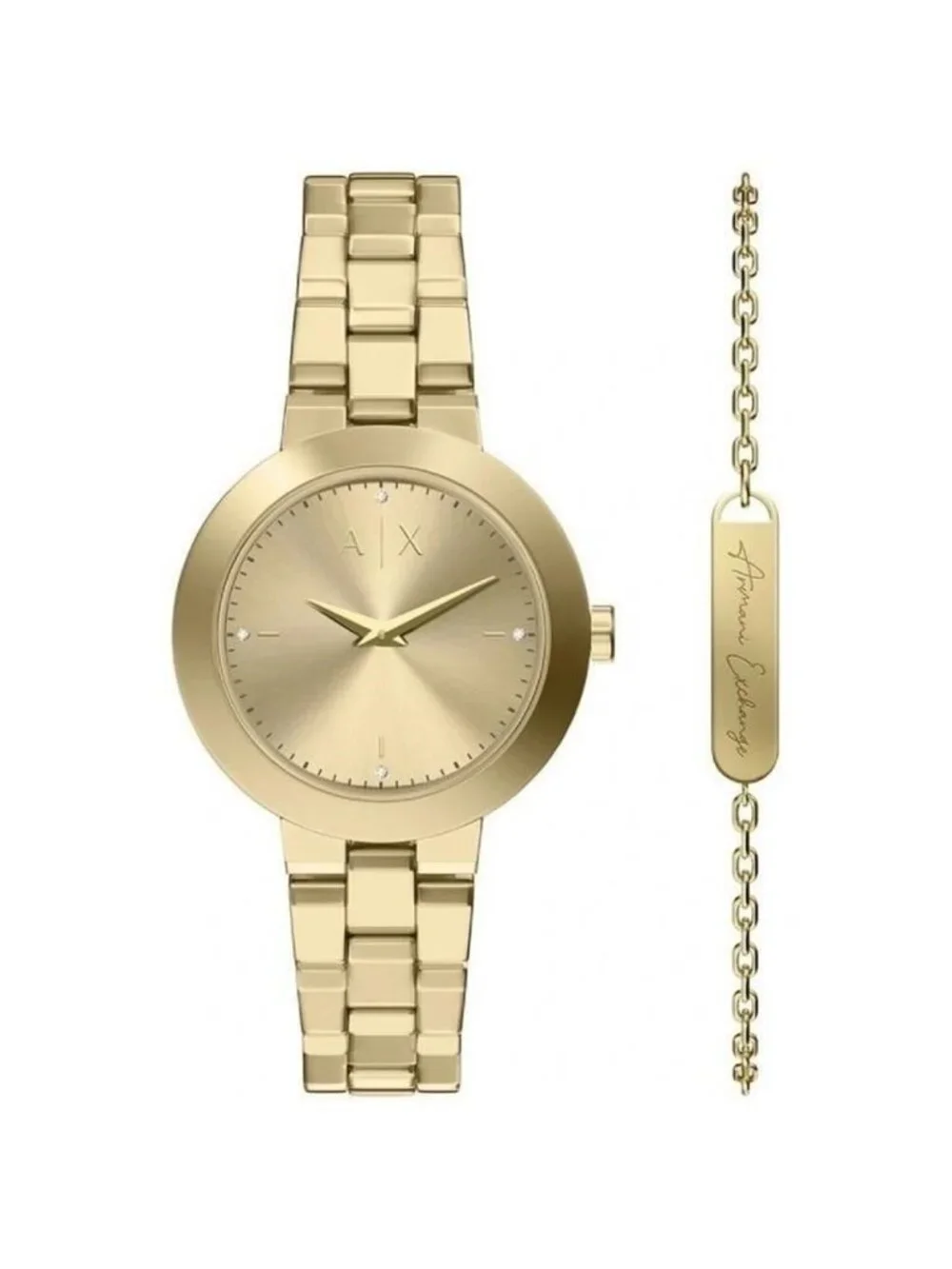 NWT Armani Exchange Quartz Gold Dial Ladies Watch with Bracelet